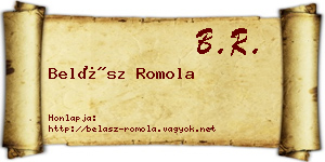 Belász Romola névjegykártya